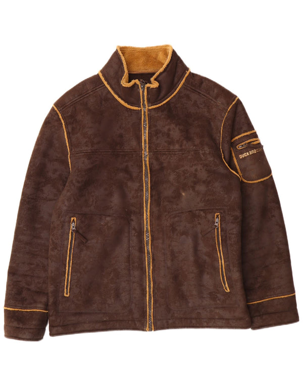 DUCK AND COVER Giacca Sherpa da uomo UK 40 Large Marrone Poliestere