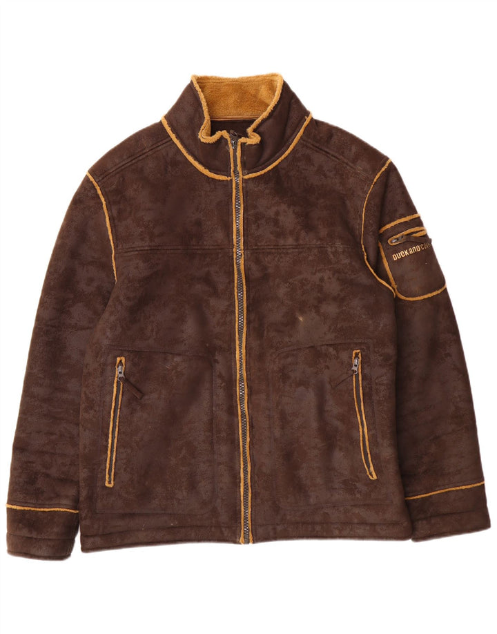 DUCK AND COVER Giacca Sherpa da uomo UK 40 Large Marrone Poliestere