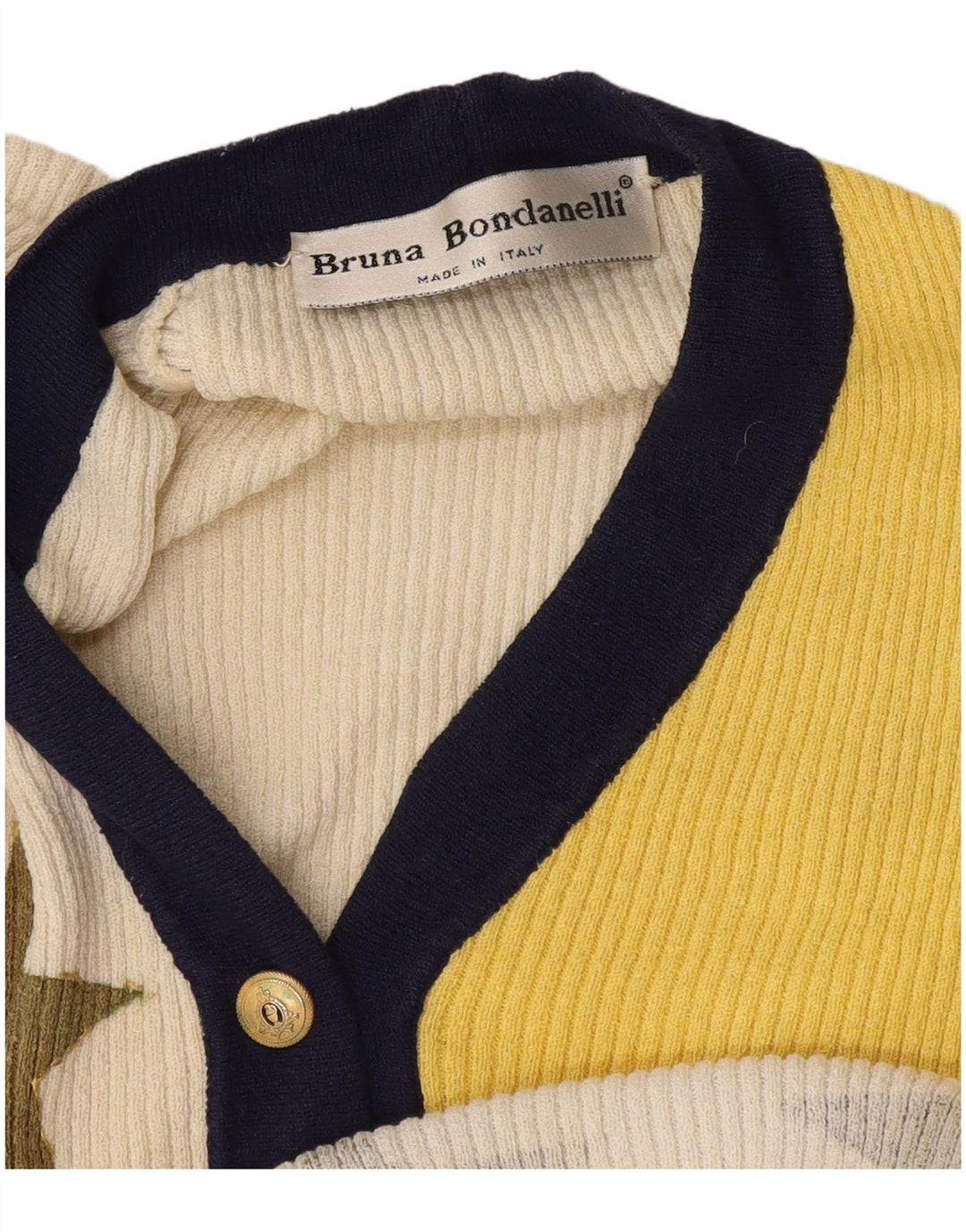 Maglione cardigan grafico da donna vintage UK 12 medio multicolore
