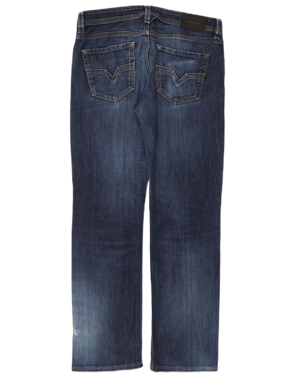 DIESEL Jeans dritti effetto consumato D-Strukt da uomo W32 L31 cotone blu