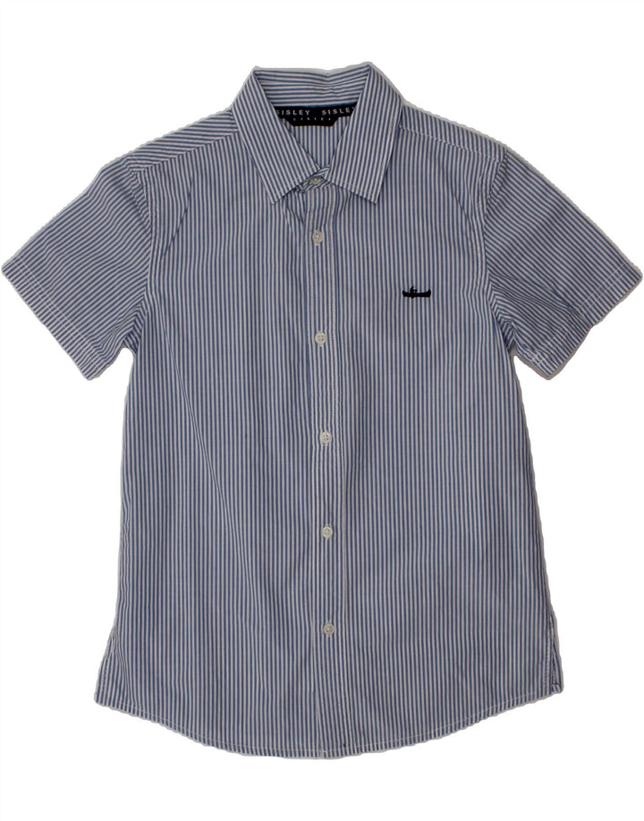 SISLEY Boys Short Sleeve Shirt 7-8 Years Blue Pinstripe Vintage Sisley and Second-Hand Sisley from Messina Hembry 