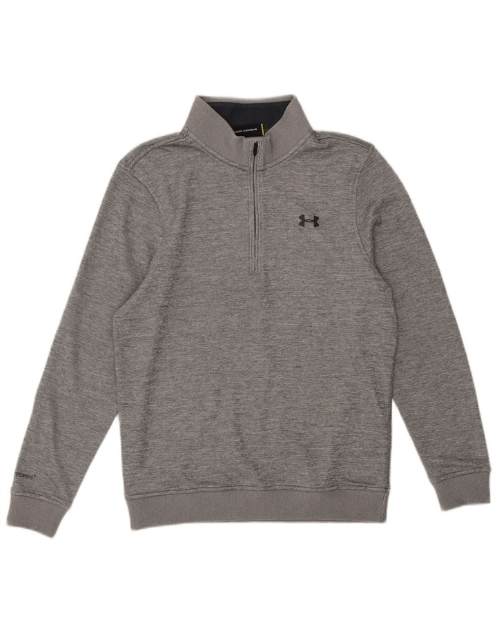 Felpa da uomo Under Armour con collo con zip, maglione piccolo in poliestere grigio