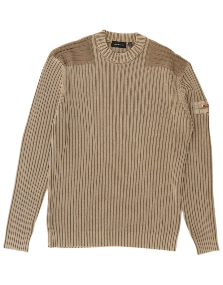MEXX Mens Crew Neck Jumper Sweater Large Beige Cotton