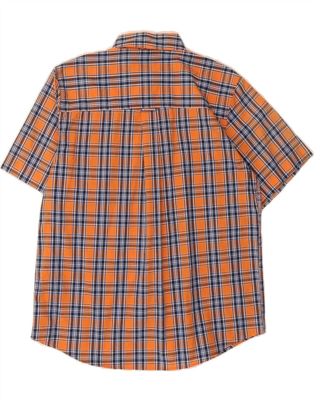 CHAPS Mens Easy Care Short Sleeve Shirt Large Orange Check Cotton Vintage Chaps and Second-Hand Chaps from Messina Hembry 