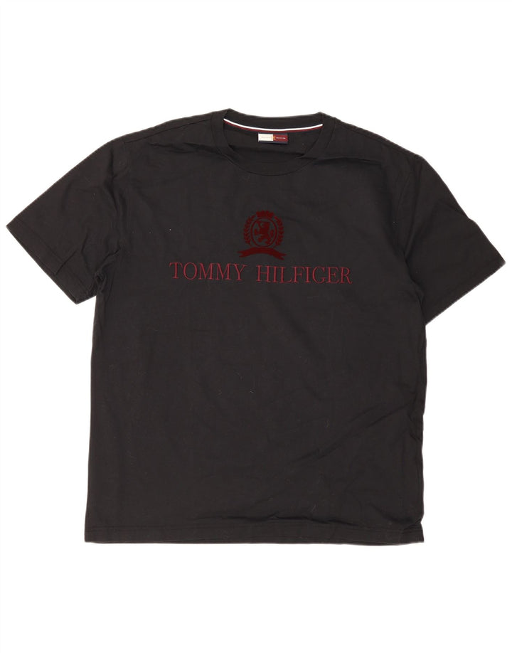 T-shirt grafica da uomo Tommy Hilfiger Top grande in cotone nero