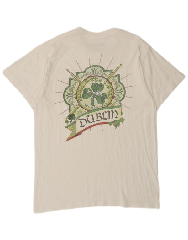 T-shirt grafica da uomo Dublino Hard Rock Cafe, cotone bianco medio