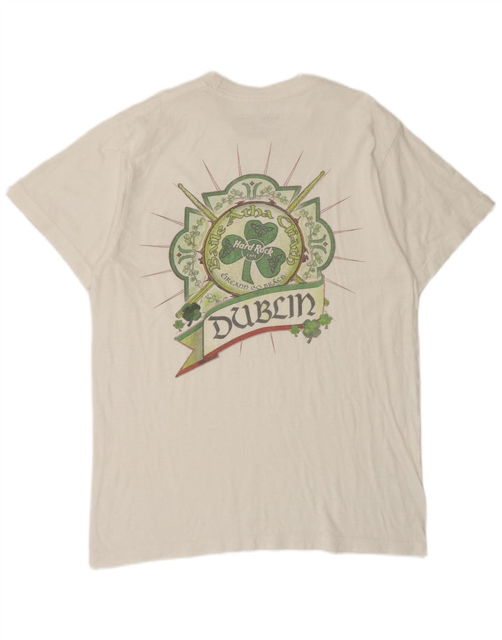 T-shirt grafica da uomo Dublino Hard Rock Cafe, cotone bianco medio