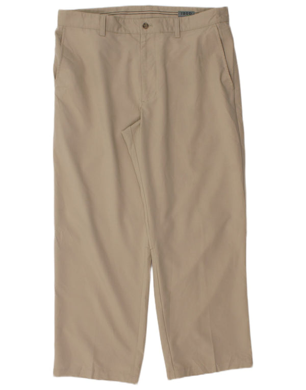 Pantaloni chino dritti da uomo Izod W36 L28 poliestere beige