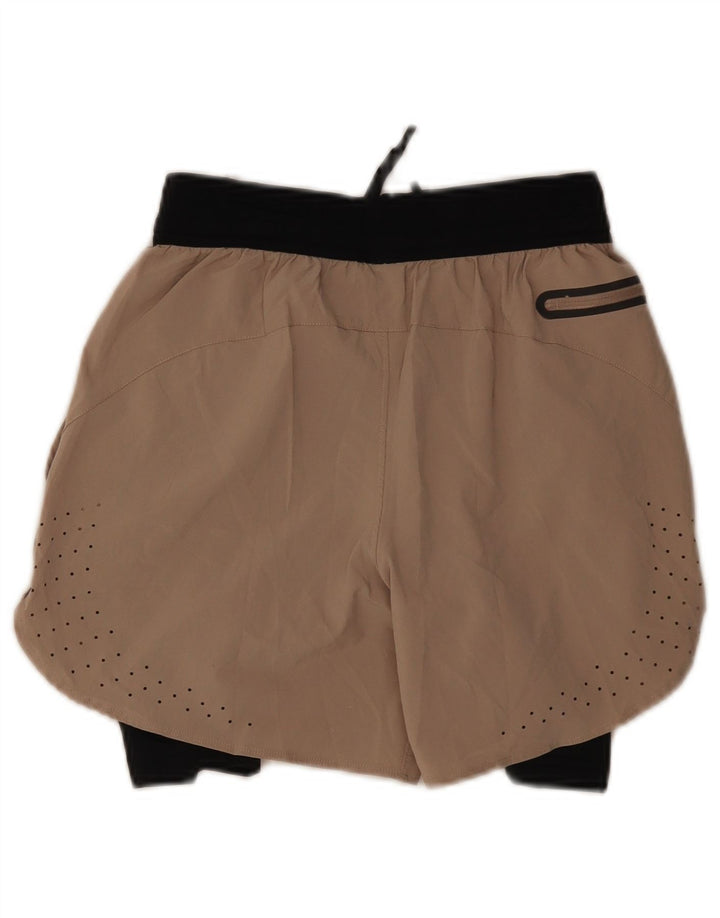 Pantaloncini sportivi Nike da donna UK 8 Small Beige Colourblock in poliestere
