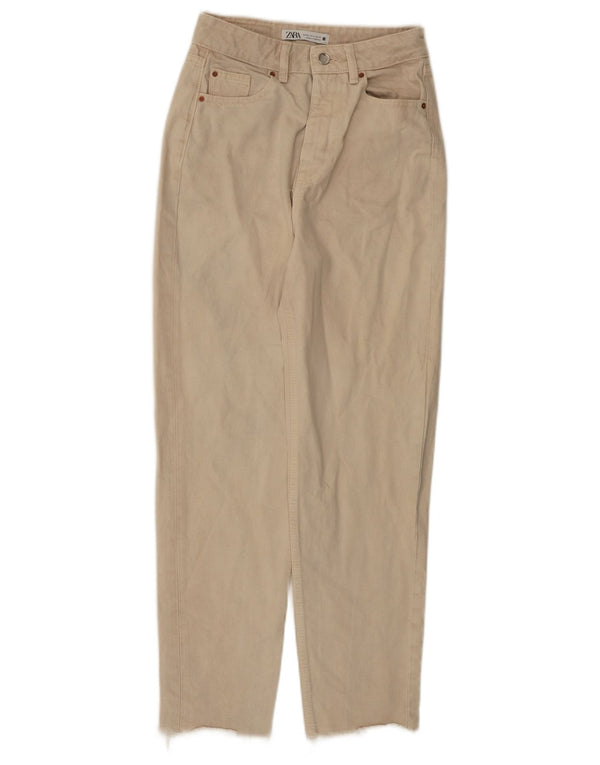 Jeans affusolati a vita alta da donna Zara EU 34 2XS W24 L27 Cotone beige