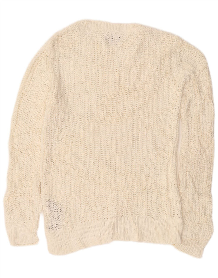 Maglione da donna con scollo a barca Nautica UK 14 cotone bianco sporco medio