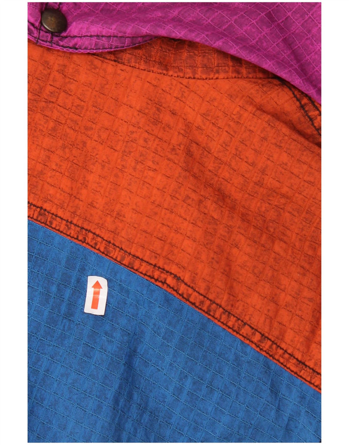 Tuta da sci vintage da uomo con cappuccio IT 52 Large Blu Colourblock in poliammide