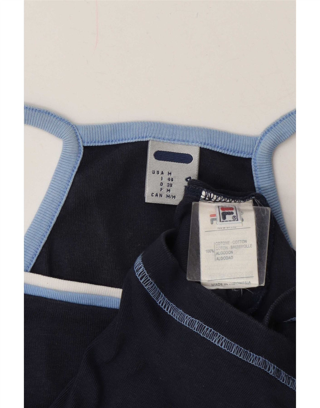 Canottiera Fila da donna UK 12 cotone medio blu navy