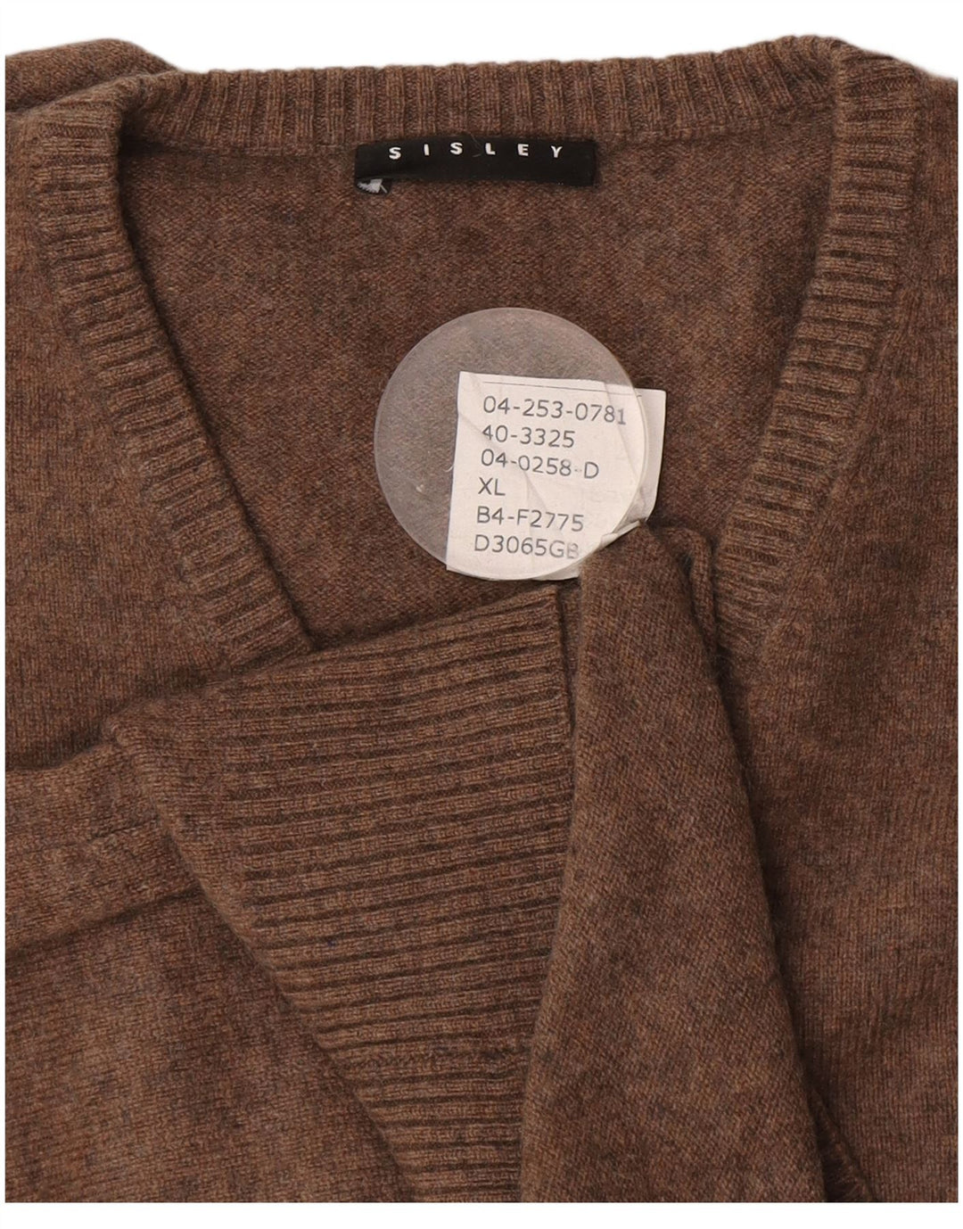 Maglione maglione con scollo a V da donna Sisley UK 18 XL Marrone