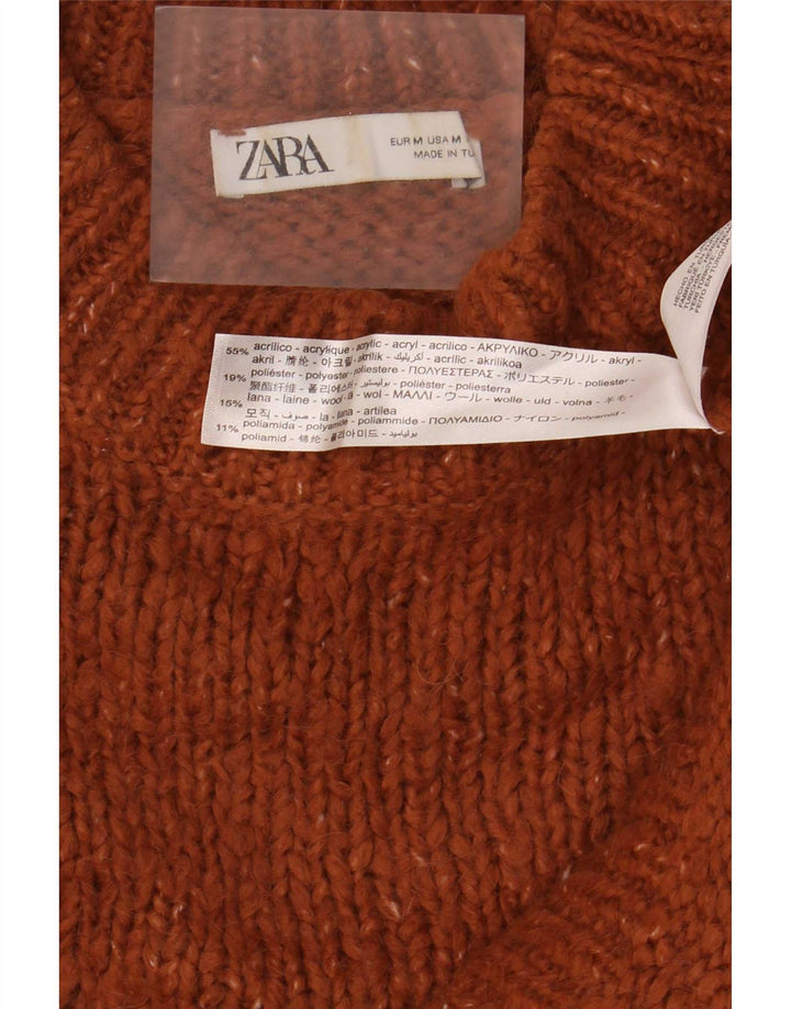 Maglione corto da donna Zara con collo dolcevita UK 14 Marrone medio screziato