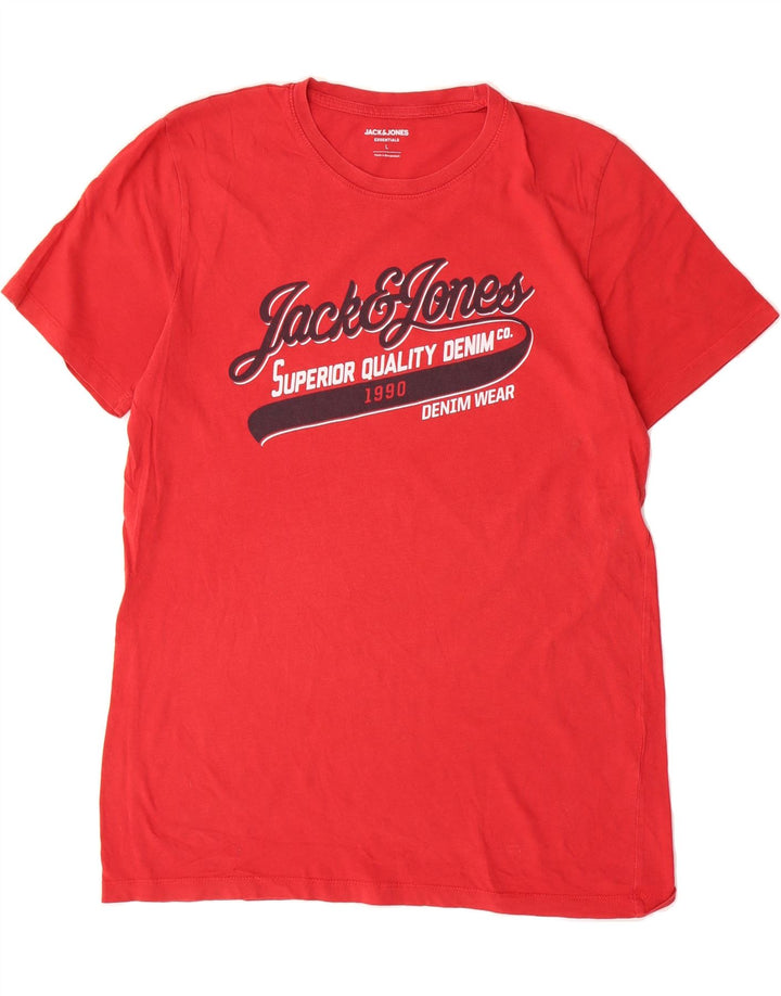 JACK & JONES Mens Graphic T-Shirt Top Large Red Vintage Jack & Jones and Second-Hand Jack & Jones from Messina Hembry 