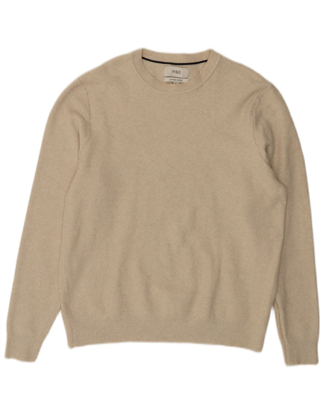 Maglione maglione girocollo da uomo Marks & Spencer grande poliestere beige