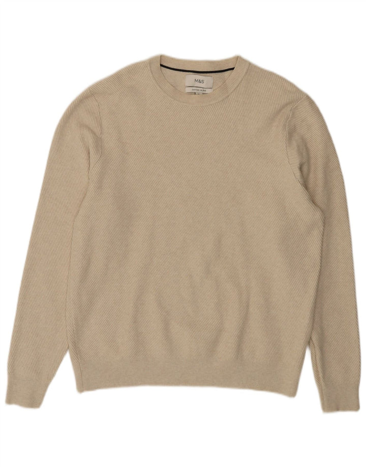 Maglione maglione girocollo da uomo Marks & Spencer grande poliestere beige