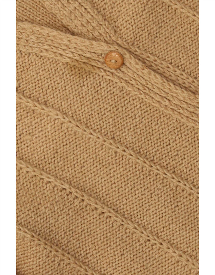 Maglione cardigan da donna vintage UK 14 grande beige