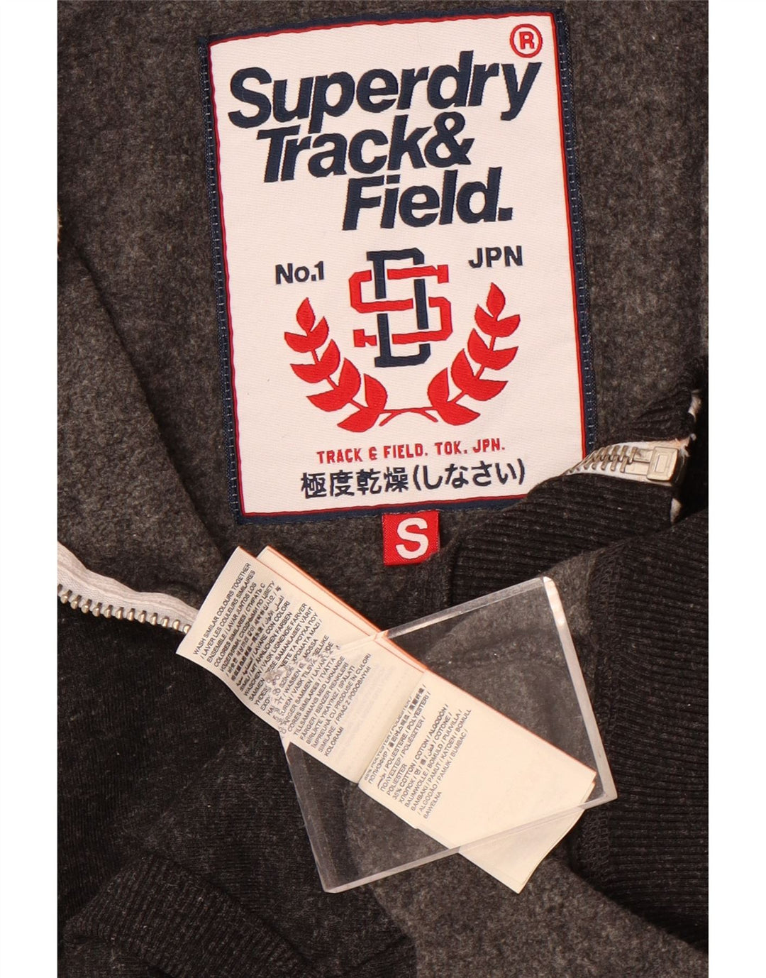 Felpa con cappuccio e zip grafica da donna Superdry UK 10 Small Grigio Poliestere
