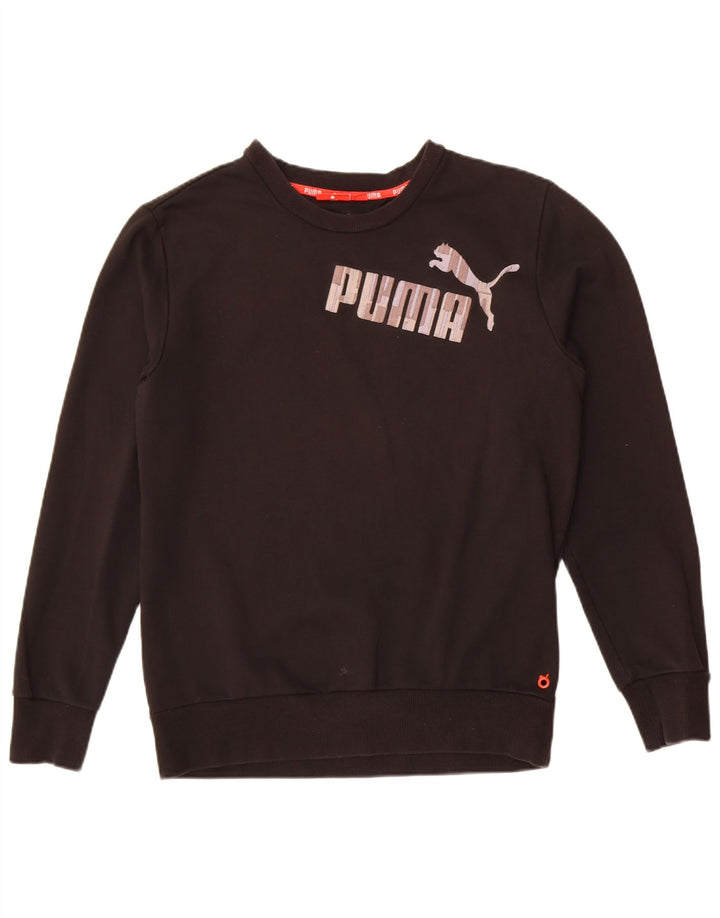 Felpa grafica da uomo Puma Felpa media in cotone nero