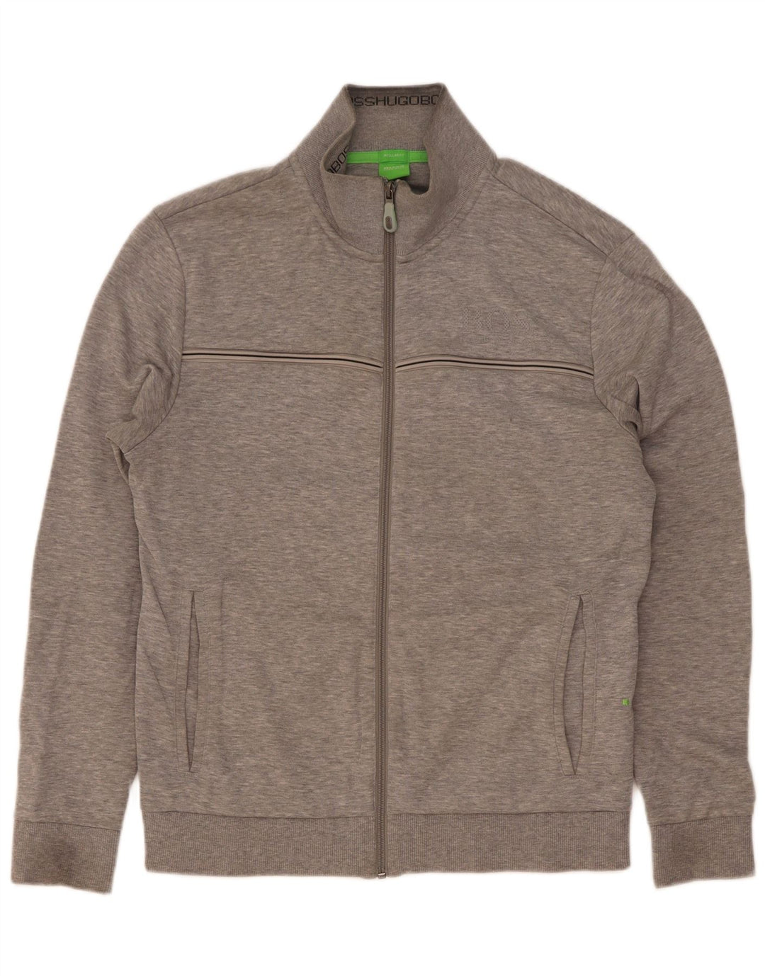 Giacca da ginnastica da uomo Hugo Boss piccola in cotone a righe grigie