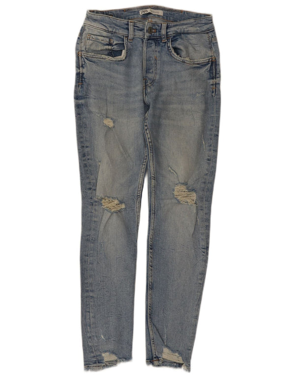 Jeans skinny effetto invecchiato da uomo Zara EU 38 piccolo W30 L28 cotone blu