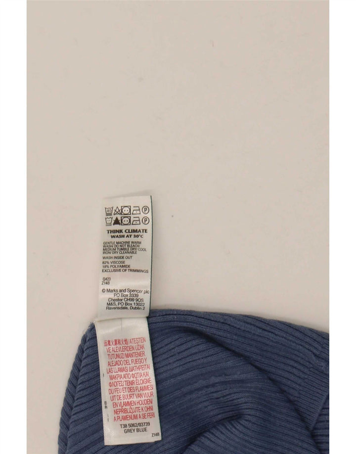 Maglione maglione girocollo da donna Marks & Spencer UK 12 Viscosa blu medio