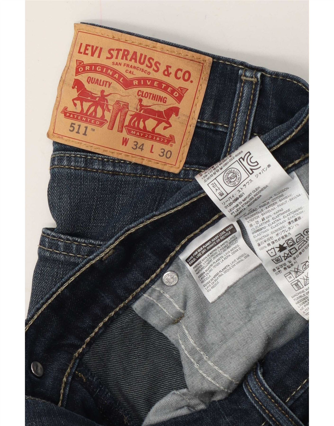 Jeans Levi's Uomo 511 Slim W34 L30 Cotone Blu Navy
