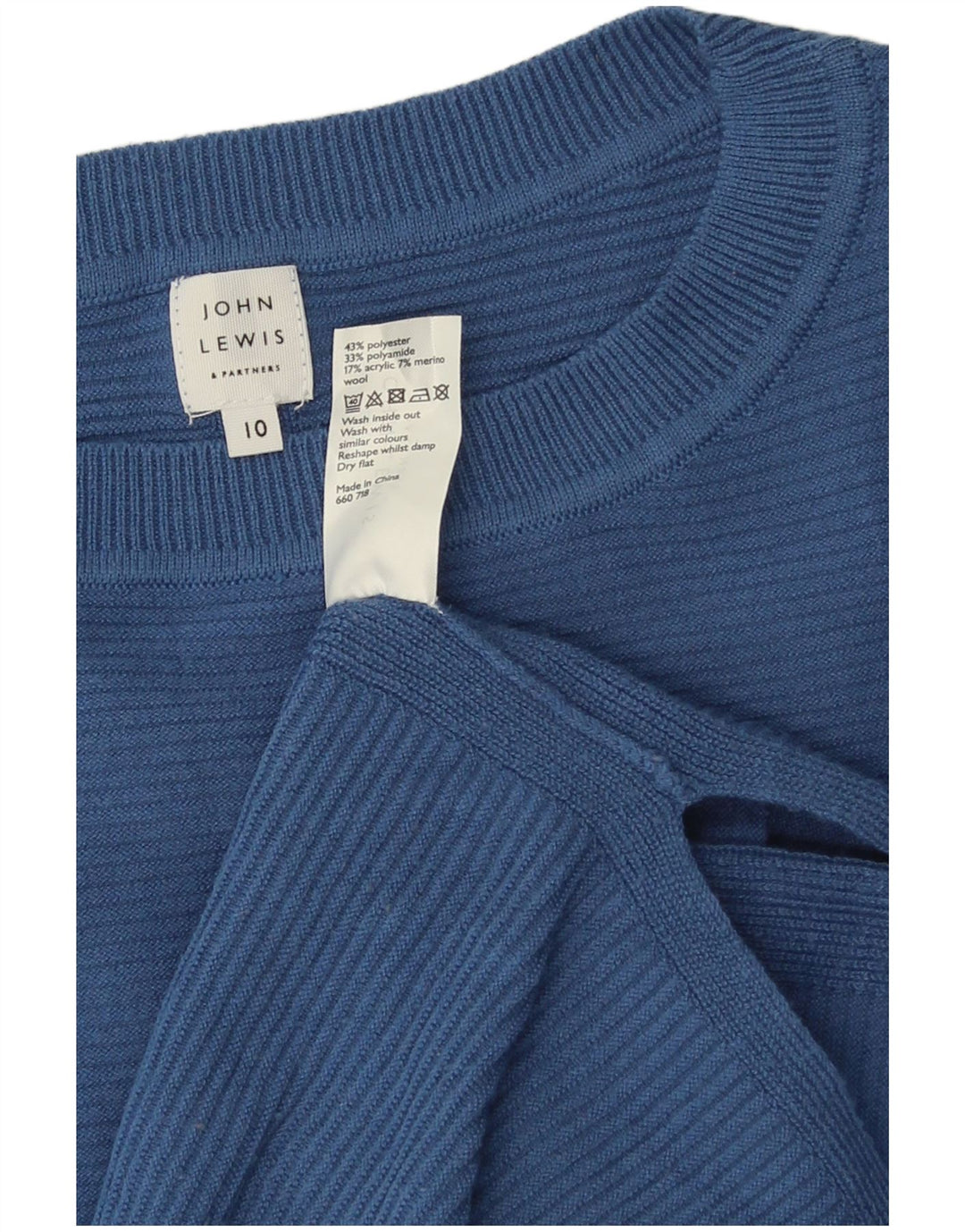 Maglione maglione con scollo a barca da donna John Lewis UK 10 piccolo poliestere blu