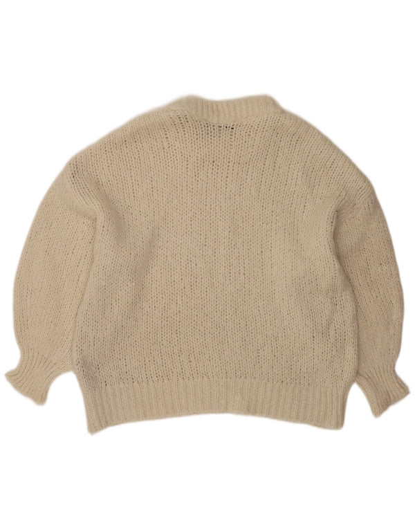 Maglione maglione girocollo oversize da donna Zara UK 10 piccolo bianco sporco