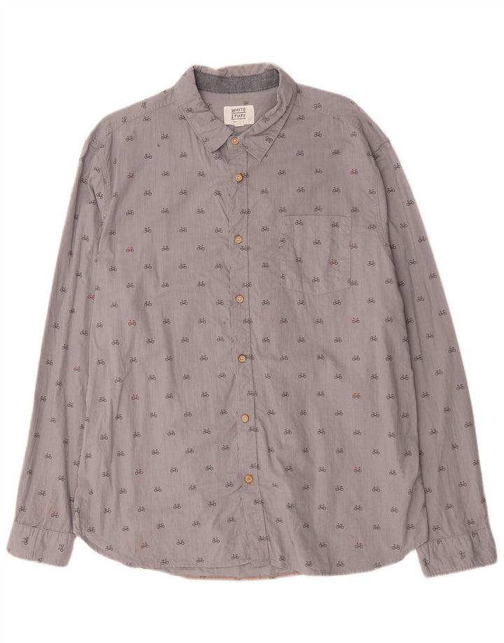 Camicia da uomo Classic Fit di White Stuff 2XL in cotone maculato grigio