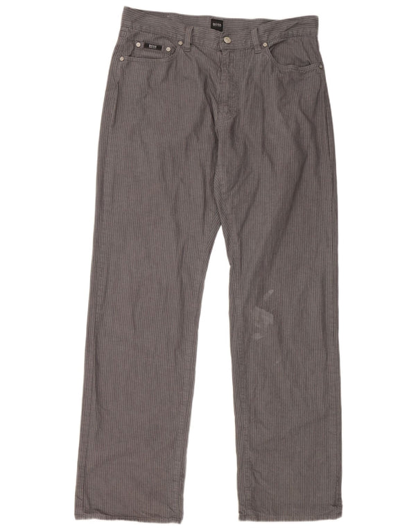 Pantaloni casual dritti da uomo Hugo Boss Texas W36 L34 cotone a righe grigie