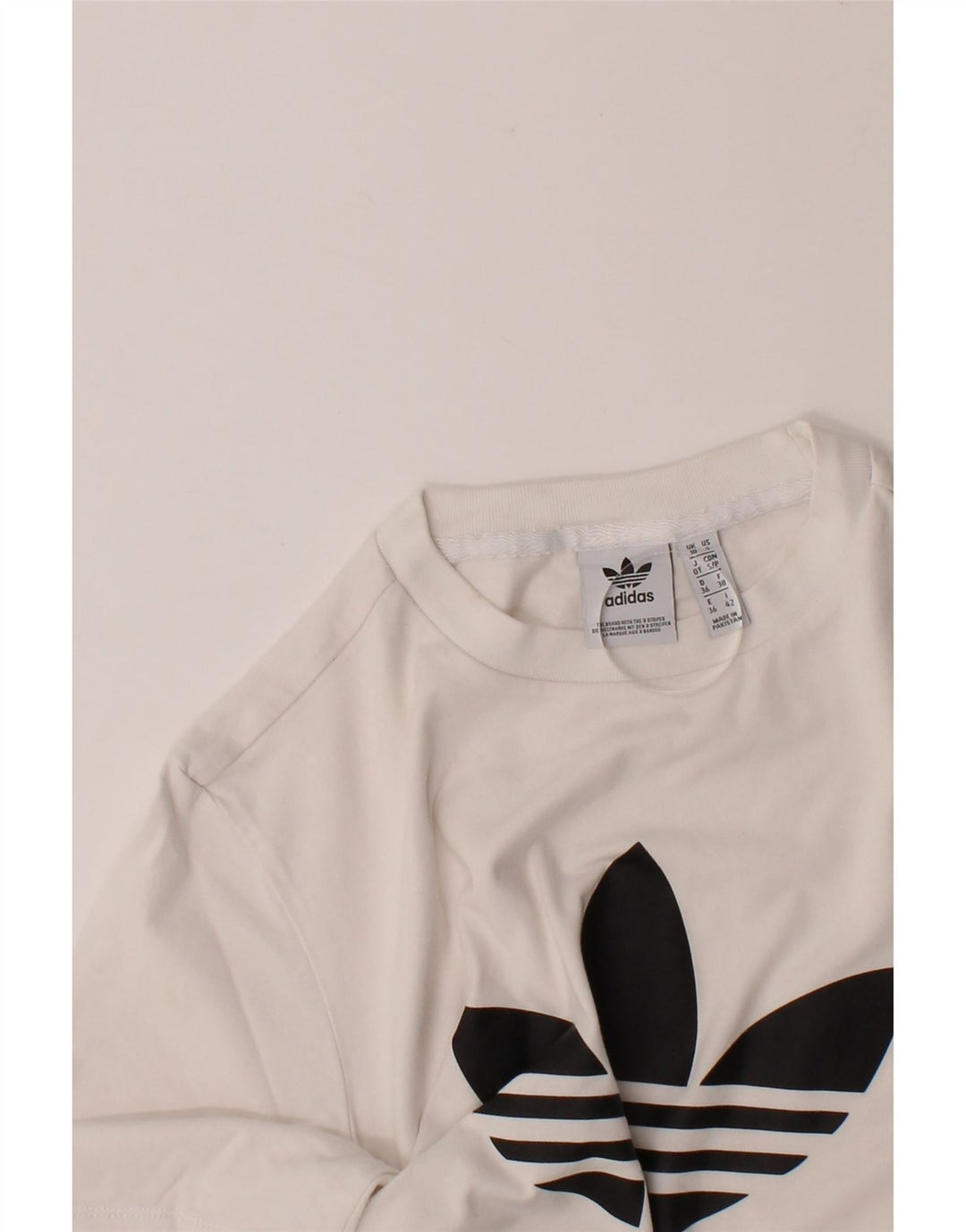 ADIDAS Womens Graphic T-Shirt Top UK 10 Small  White Vintage Adidas and Second-Hand Adidas from Messina Hembry 