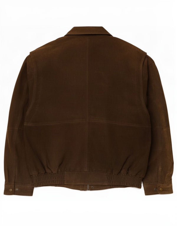 Giacca basic in pelle scamosciata da uomo UK 40 grande in pelle marrone