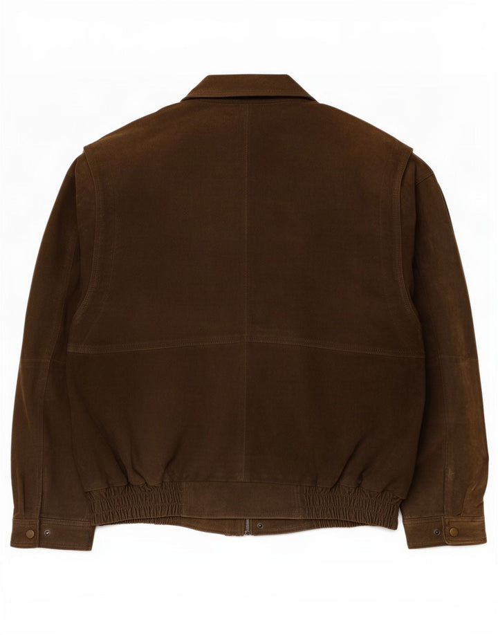 Giacca basic in pelle scamosciata da uomo UK 40 grande in pelle marrone