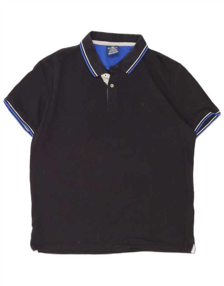 Polo da uomo Champion grande in cotone nero