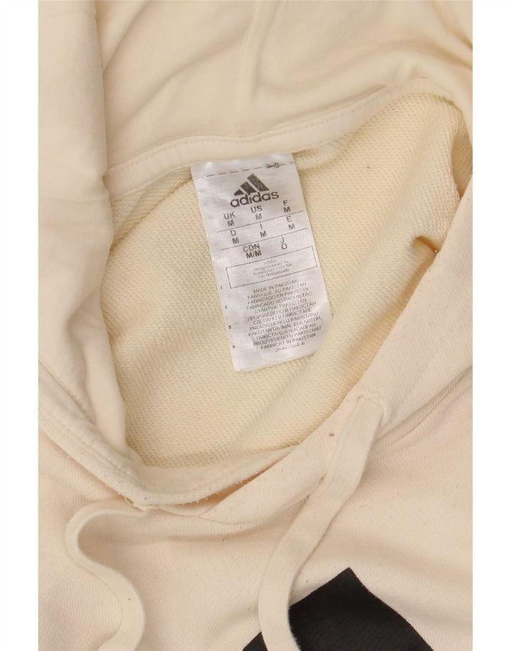 Felpa con cappuccio grafica da uomo Adidas, cotone bianco sporco medio