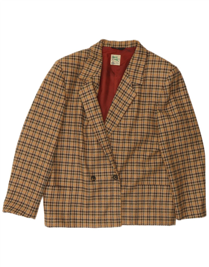 Giacca blazer doppiopetto vintage da donna EU 40 pied de poule beige medio