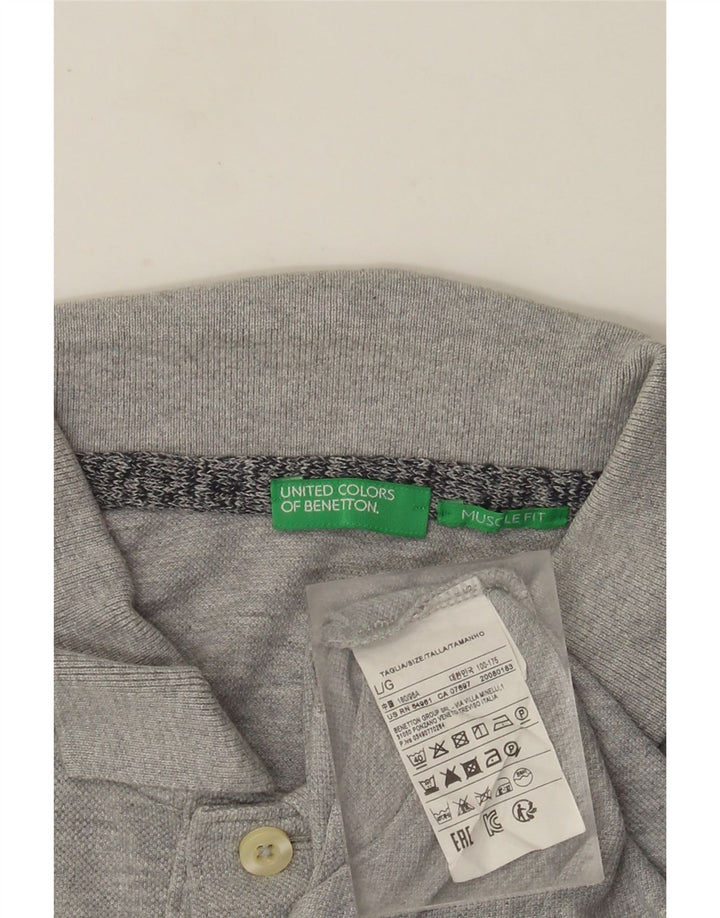 Polo Benetton Uomo Large in cotone mélange grigio