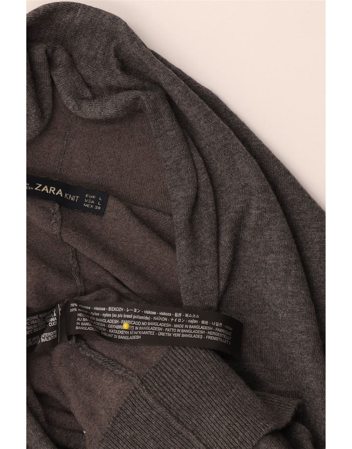 Maglione cardigan oversize da donna Zara UK 16 grande viscosa grigia