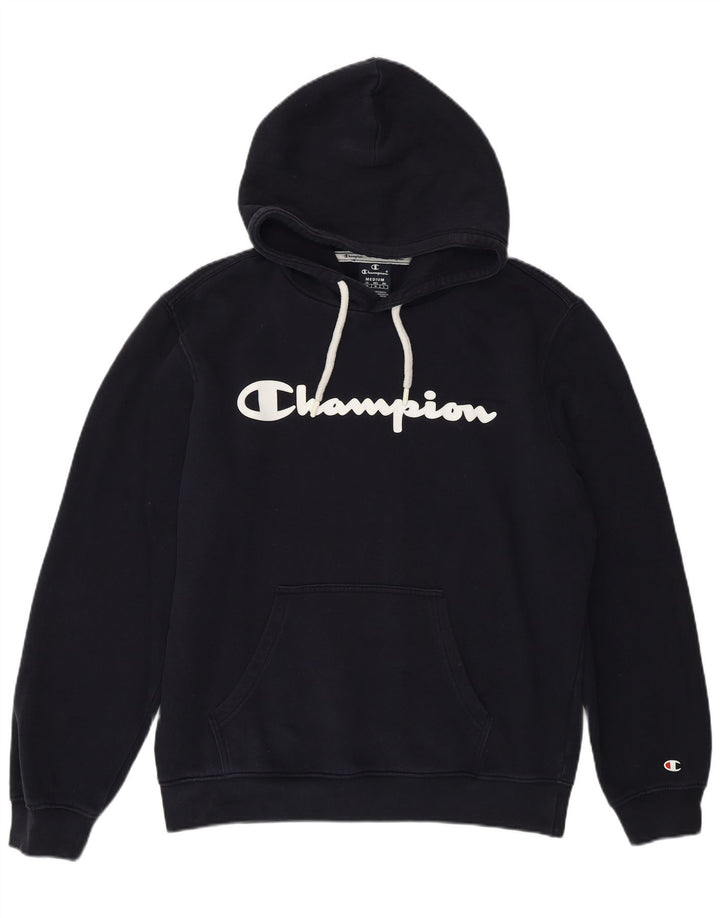 Felpa con cappuccio grafica da uomo Champion, cotone medio blu navy