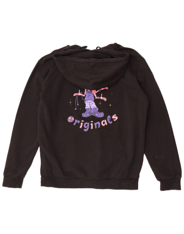 Felpa con cappuccio grafica da donna Adidas UK 16 grande cotone nero