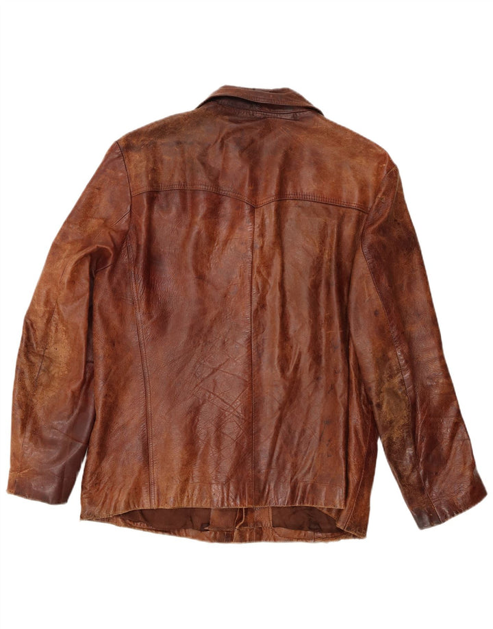 Giacca in pelle vintage da uomo UK 38 Marrone medio