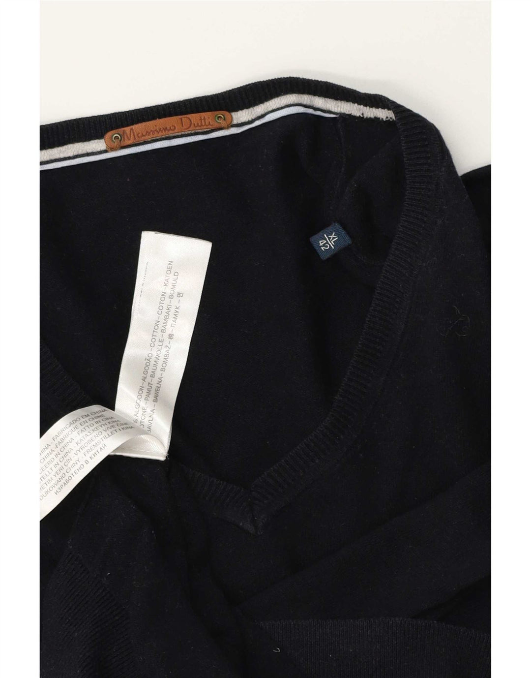 Massimo Dutti Maglione da uomo con scollo a V XL in cotone blu navy