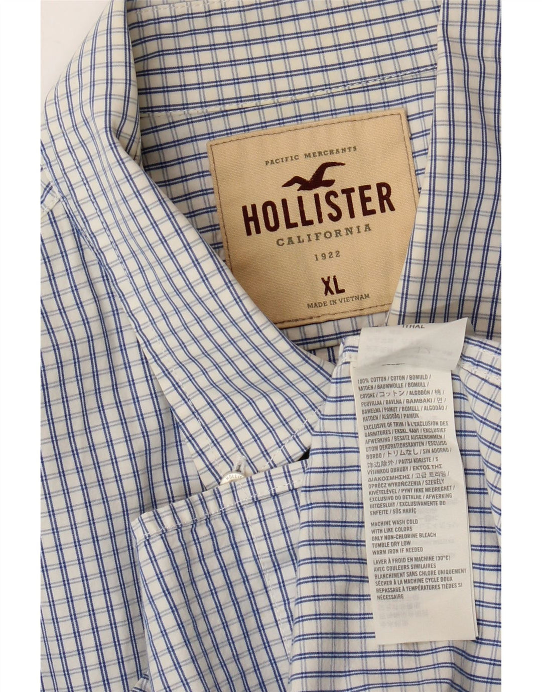 Camicia da uomo HOLLISTER XL in cotone a quadri blu