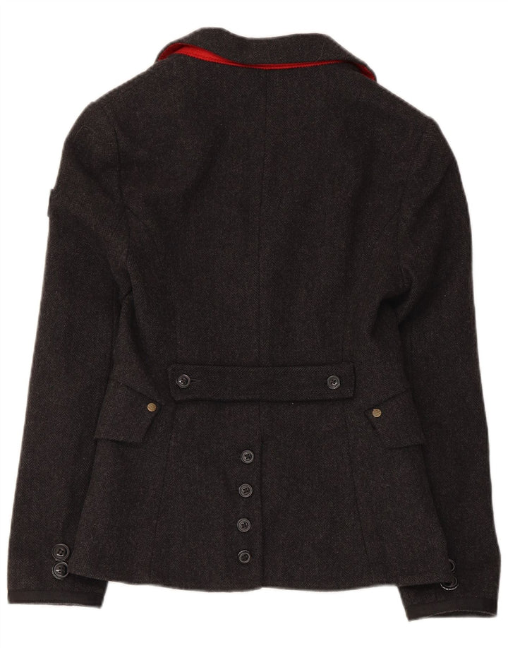 Giacca blazer da donna a 2 bottoni Superdry UK 6 XS lana grigia
