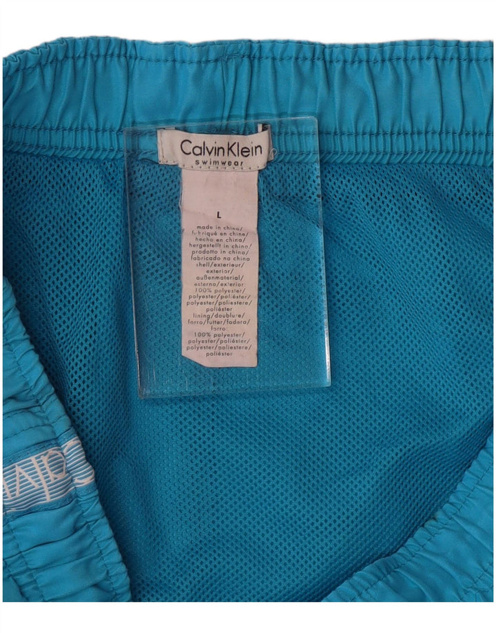 CALVIN KLEIN Pantaloncini da bagno grafici da uomo grandi in poliestere blu