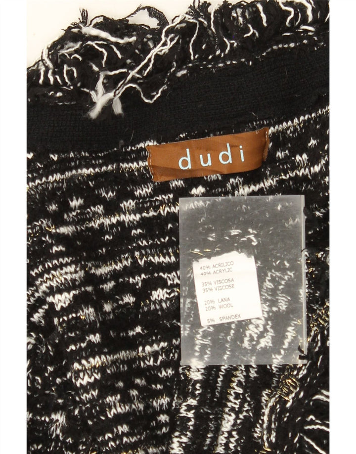 Maglione cardigan da donna VINTAGE UK 10 piccolo acrilico a strisce nere