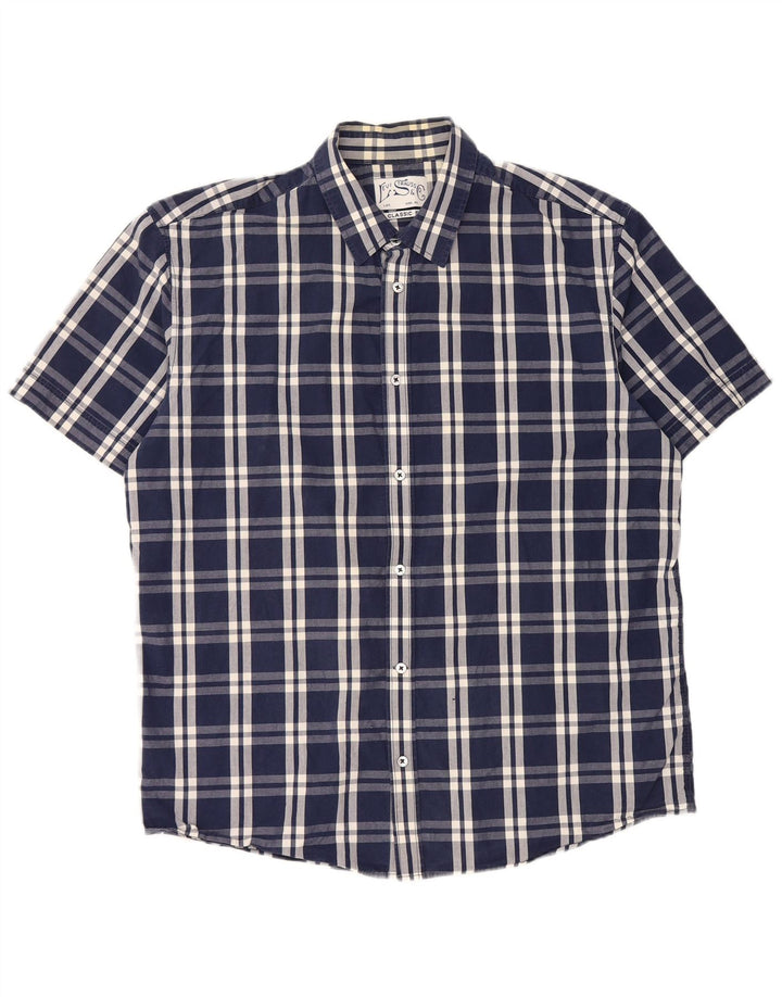 LEVI'S Camicia da uomo a maniche corte dal taglio classico XL in cotone a quadri blu navy